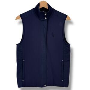 Ralph Lauren Golf Embroidered Pony Navy Blue Full Zip Vest Womens Size M